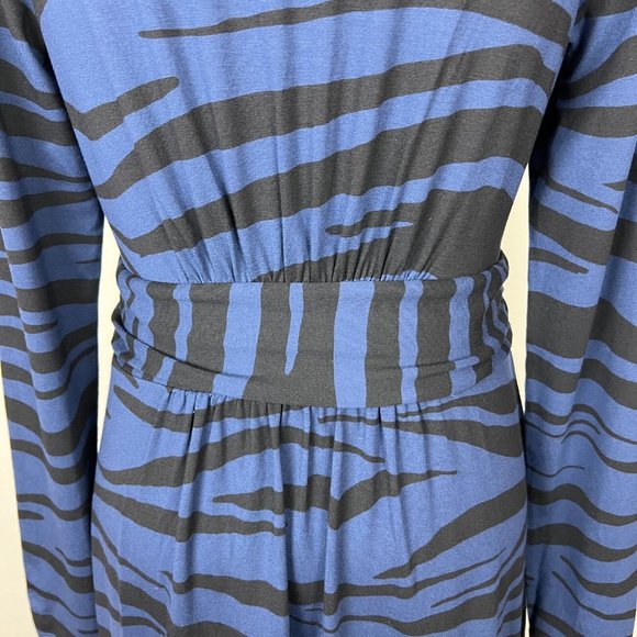 Boden Abigail Dress 6P Navy Blue Zebra Pattern Jersey Stretch Knit Long Sleeve - Picture 9 of 13